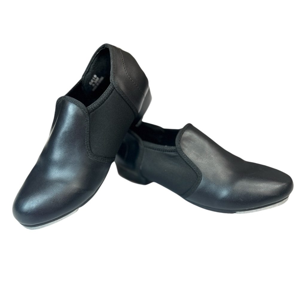 Danshuz Black Slip-On Tap Shoes Star Tone Taps Size 4.5M Youth/Women’s